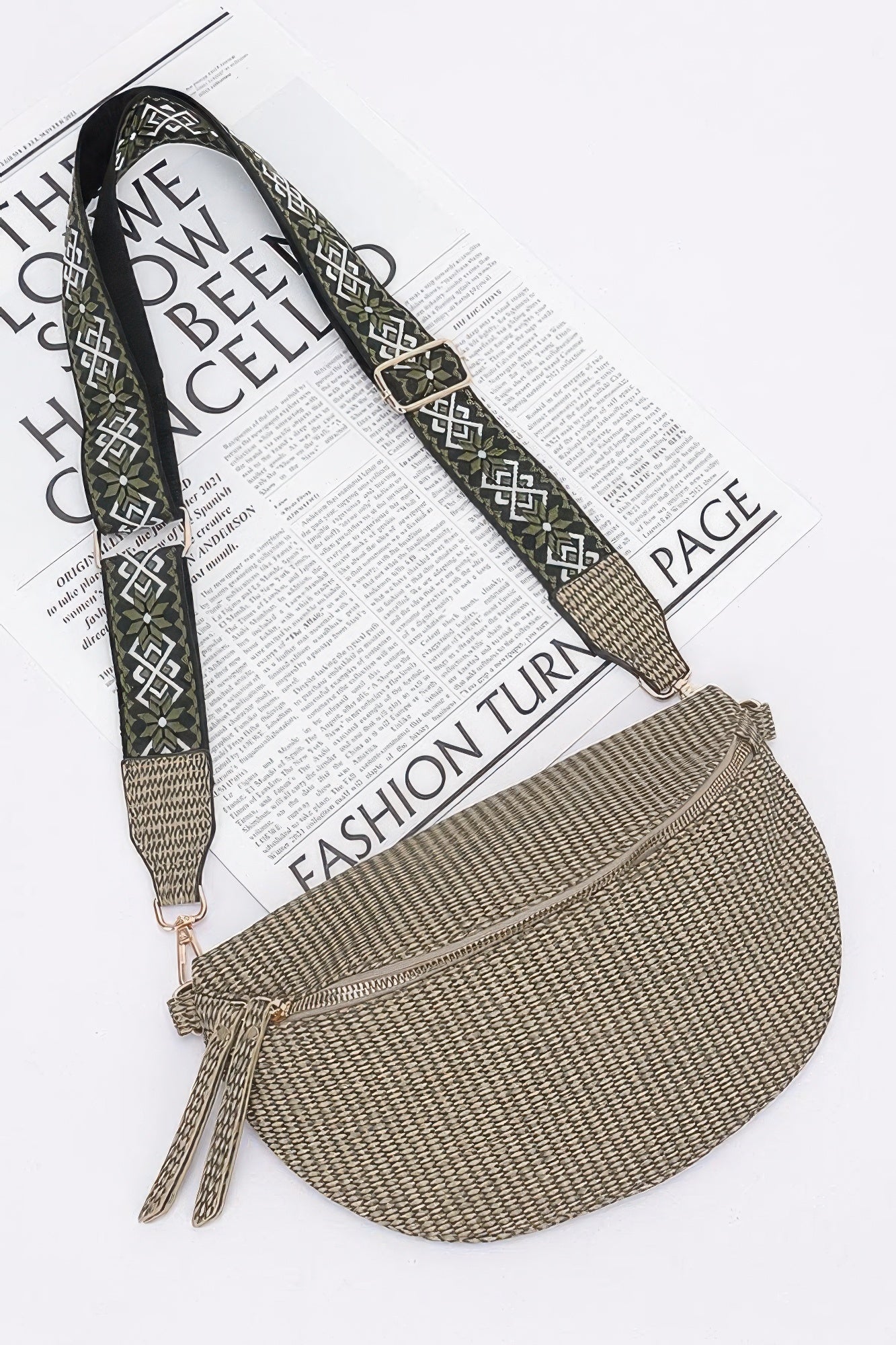 Faux Leather Fanny Pack W/ Multi Color Strap - Grace Beauty H&C