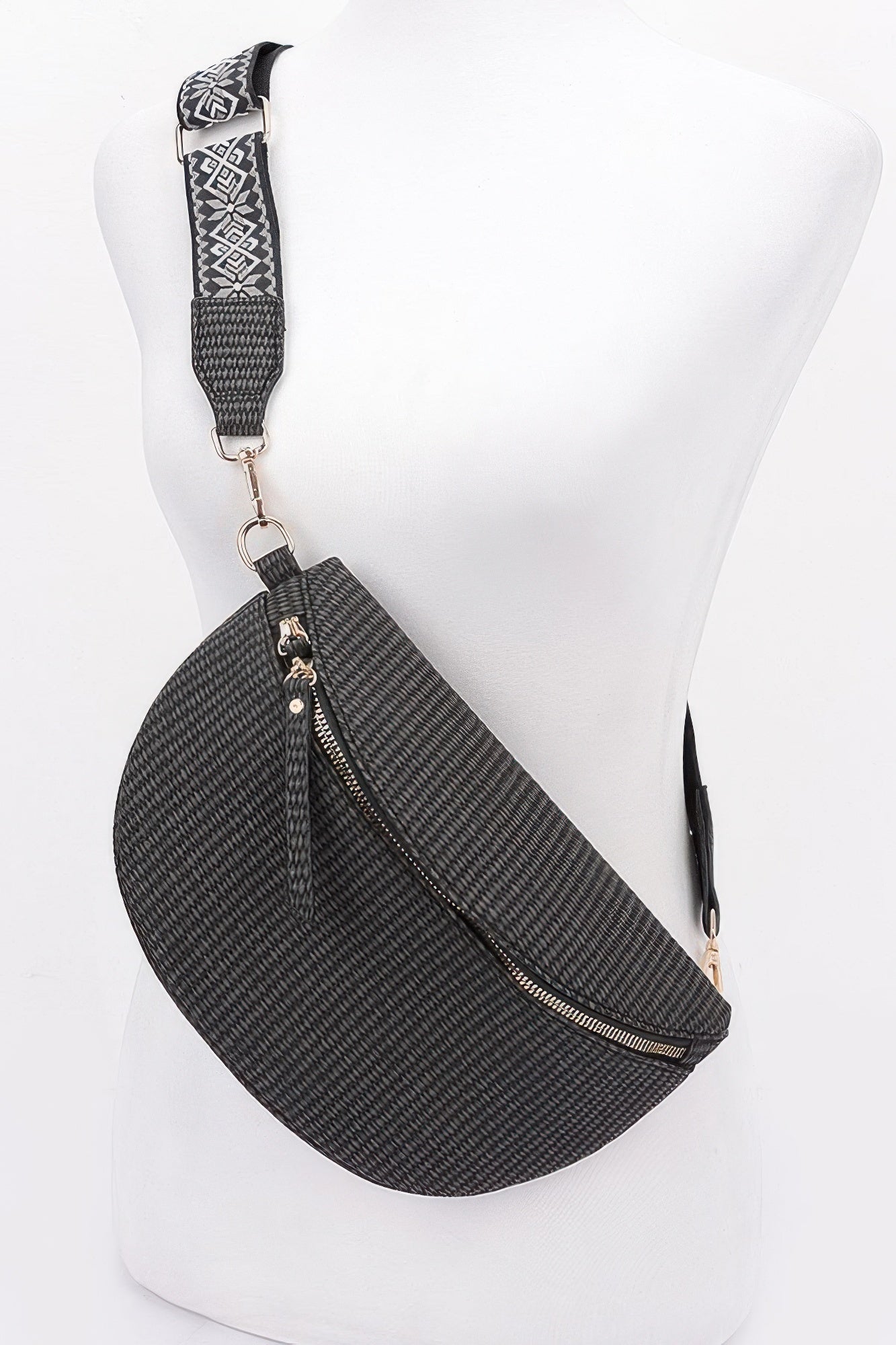 Faux Leather Fanny Pack W/ Multi Color Strap - Grace Beauty H&C