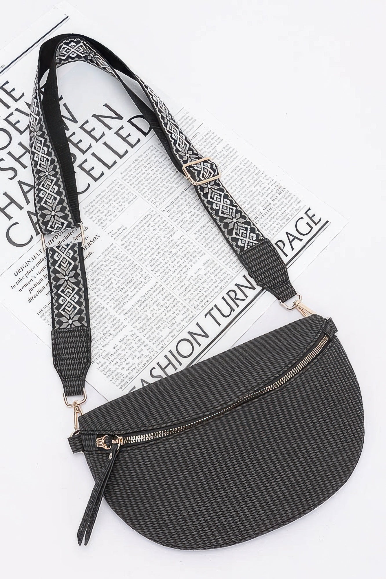 Faux Leather Fanny Pack W/ Multi Color Strap - Grace Beauty H&C