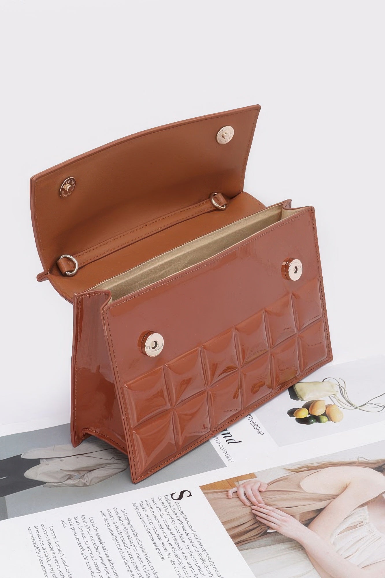 Embossed Enamel Top Handle Bag - Grace Beauty H&C
