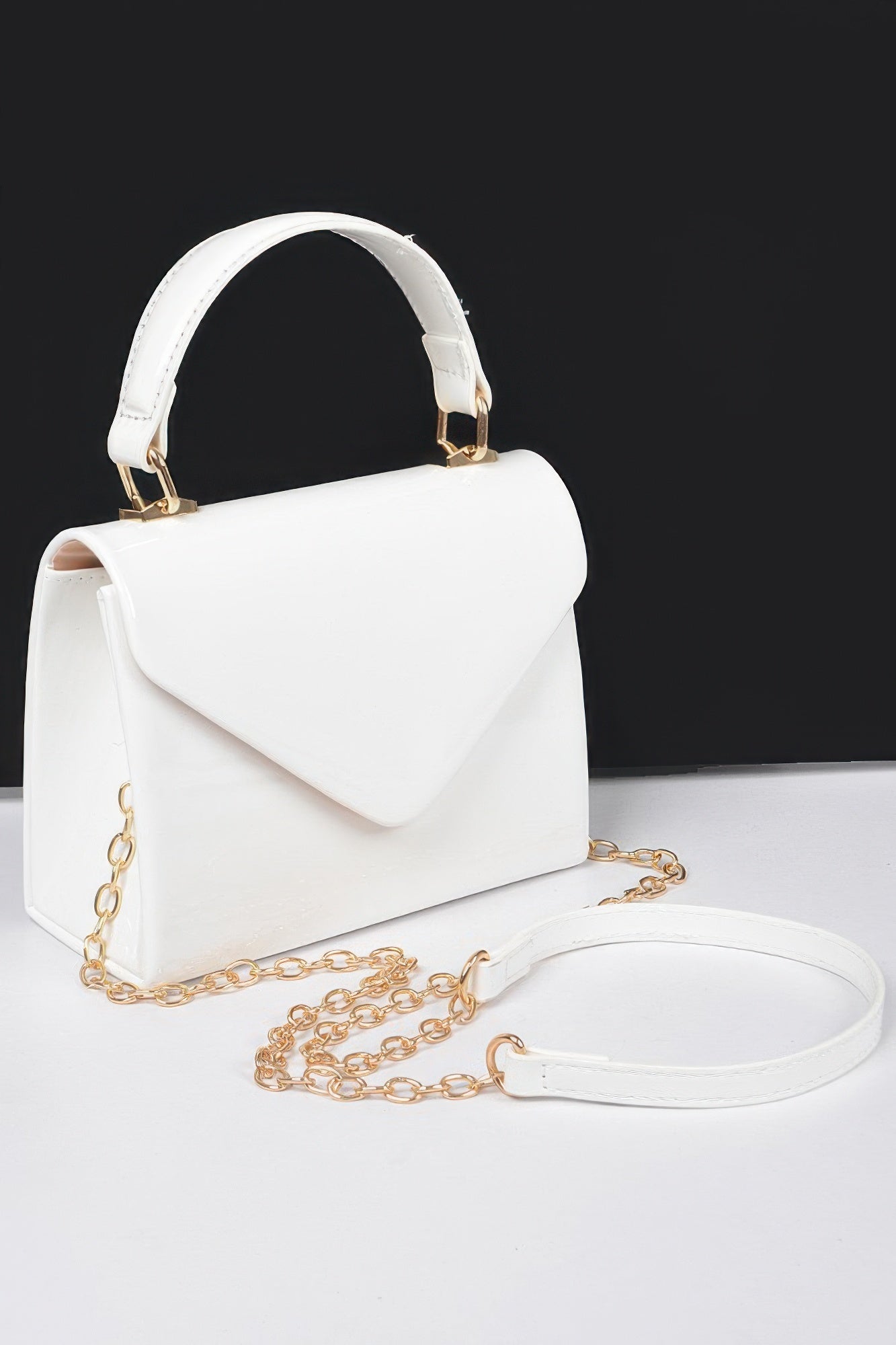 Enamel Faux Leather Top Handle Bag - Grace Beauty H&C