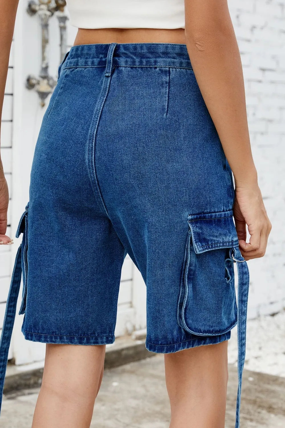 Washed Cargo Denim Shorts - Grace Beauty H&C