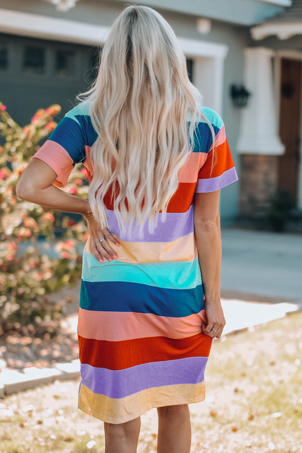 Women Color Block Side Slit Mini Dress - Grace Beauty H&C