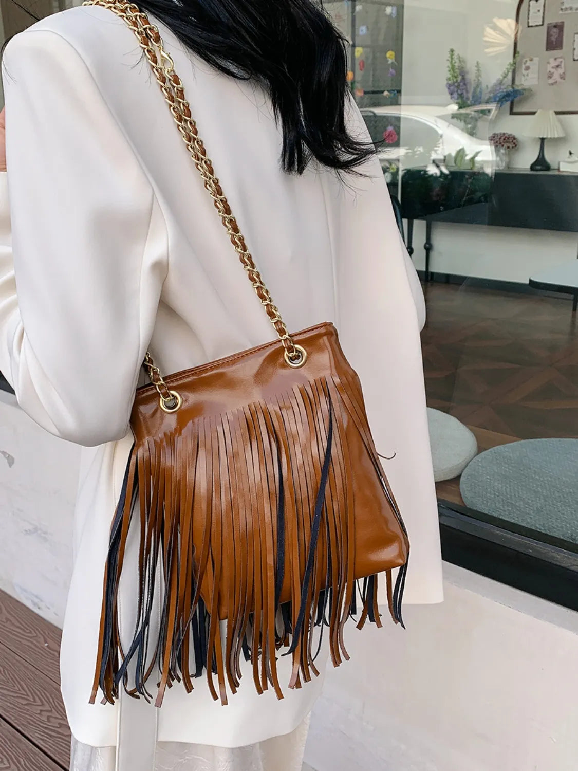 Women's Fringe PU Leather Crossbody Bag – Boho Shoulder Purse - Grace Beauty H&C