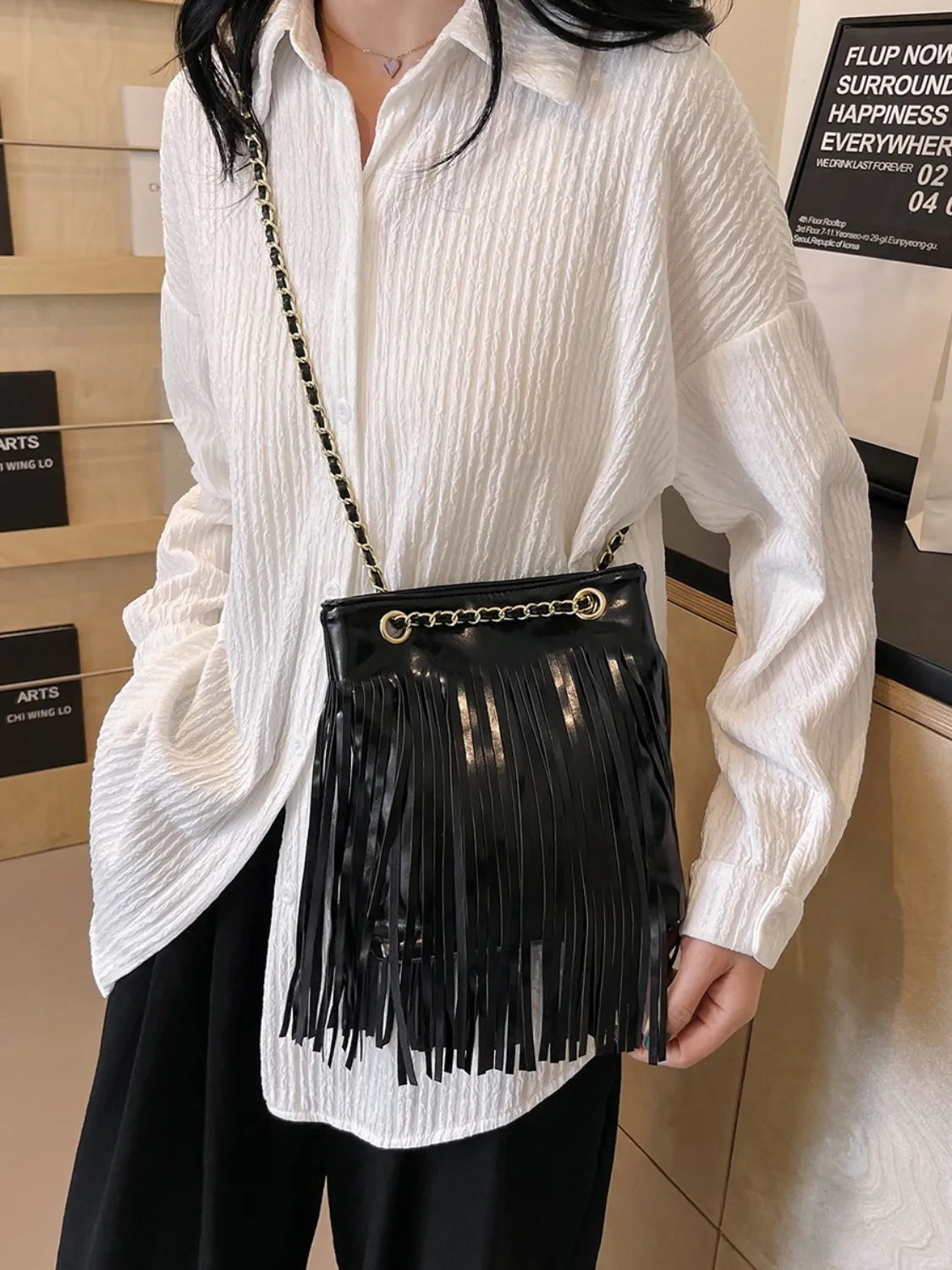 Women's Fringe PU Leather Crossbody Bag – Boho Shoulder Purse - Grace Beauty H&C