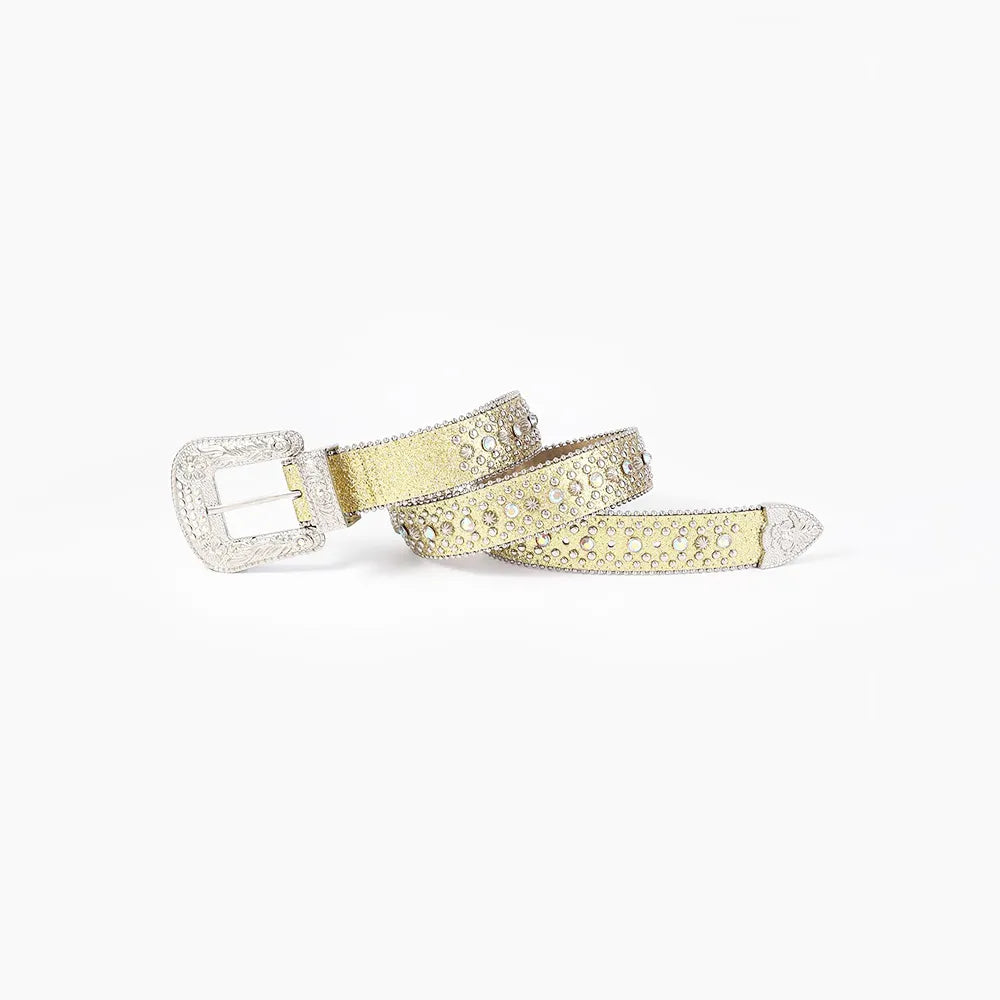 Rhinestone PU Leather Belt - Grace Beauty H&C