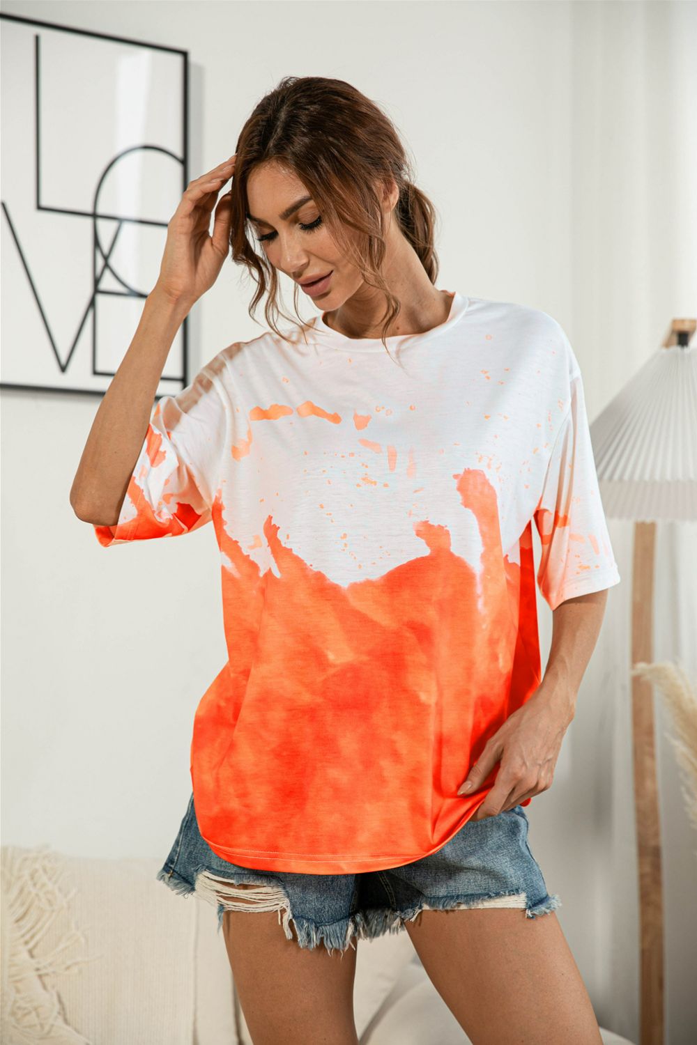 Tie-Dye Round Neck Tee Shirt - Grace Beauty H&C