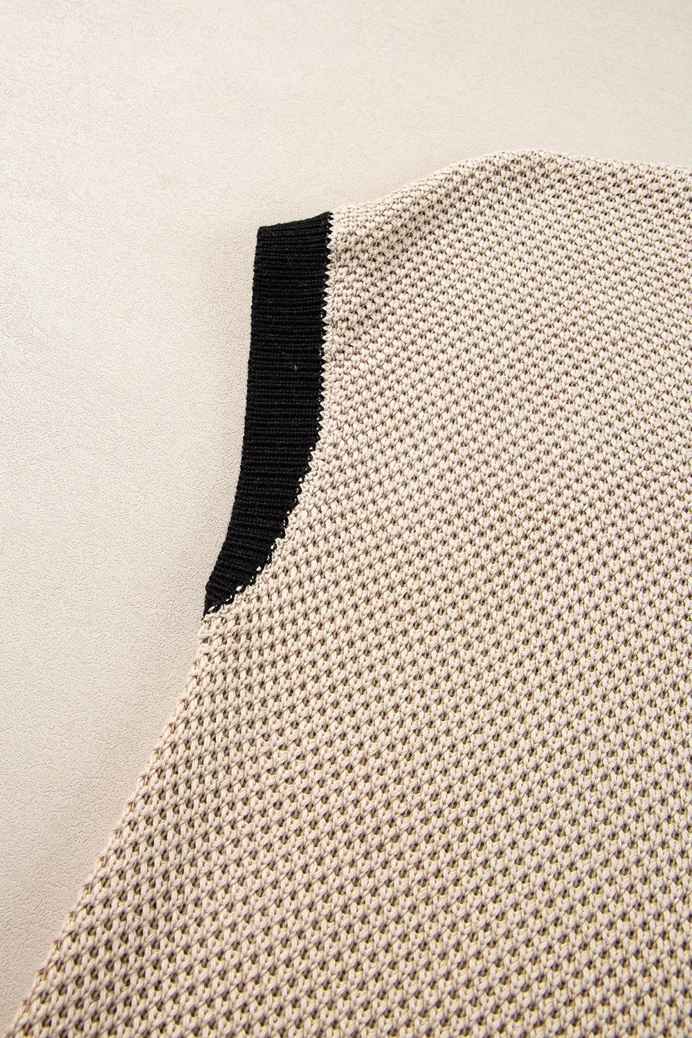 Textured Knit Sweater with Contrast Trim Details - Grace Beauty H&C