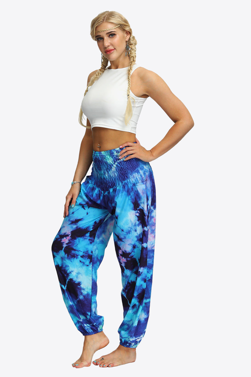 Tie-Dye Smocked Joggers - Grace Beauty H&C