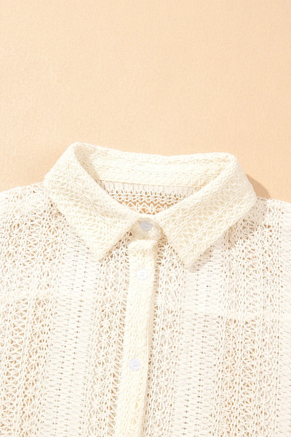 Lace Crochet Collared Neck Oversized Shirt - Grace Beauty H&C