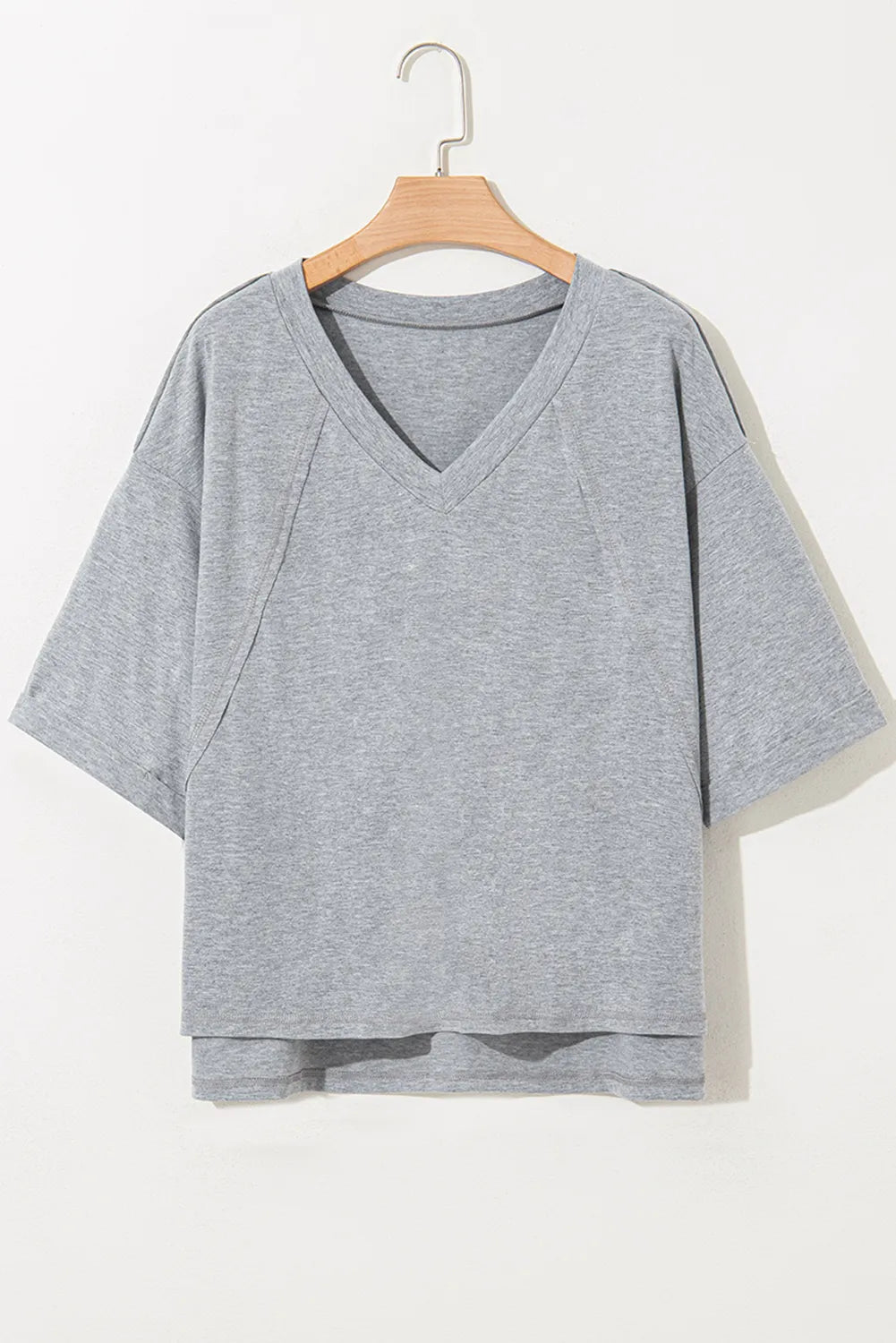High Raglan Half Sleeve V Neck Oversized T Shirt - Grace Beauty H&C