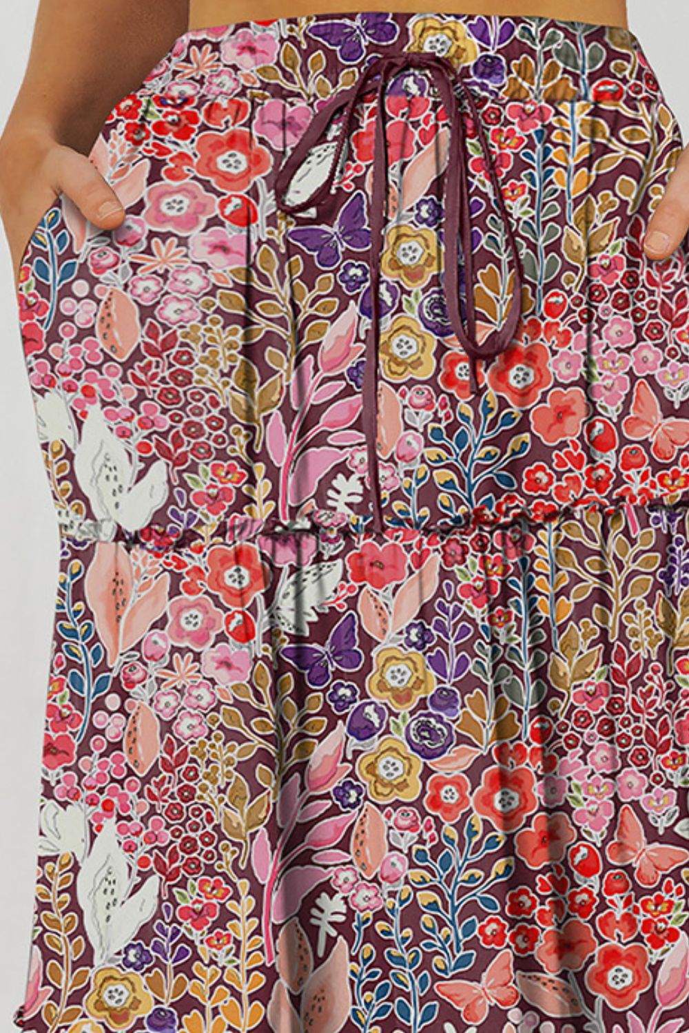 Floral Frill Trim Tiered Maxi Skirt - Grace Beauty H&C