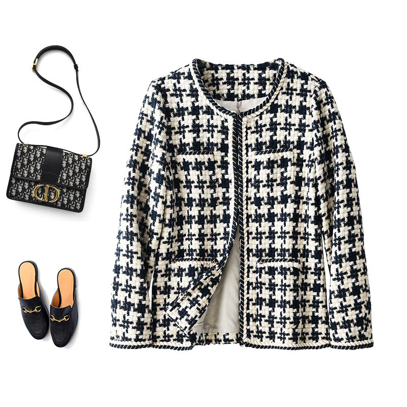 Houndstooth Small Fragrance Jacket Women Clothing - Grace Beauty H&C