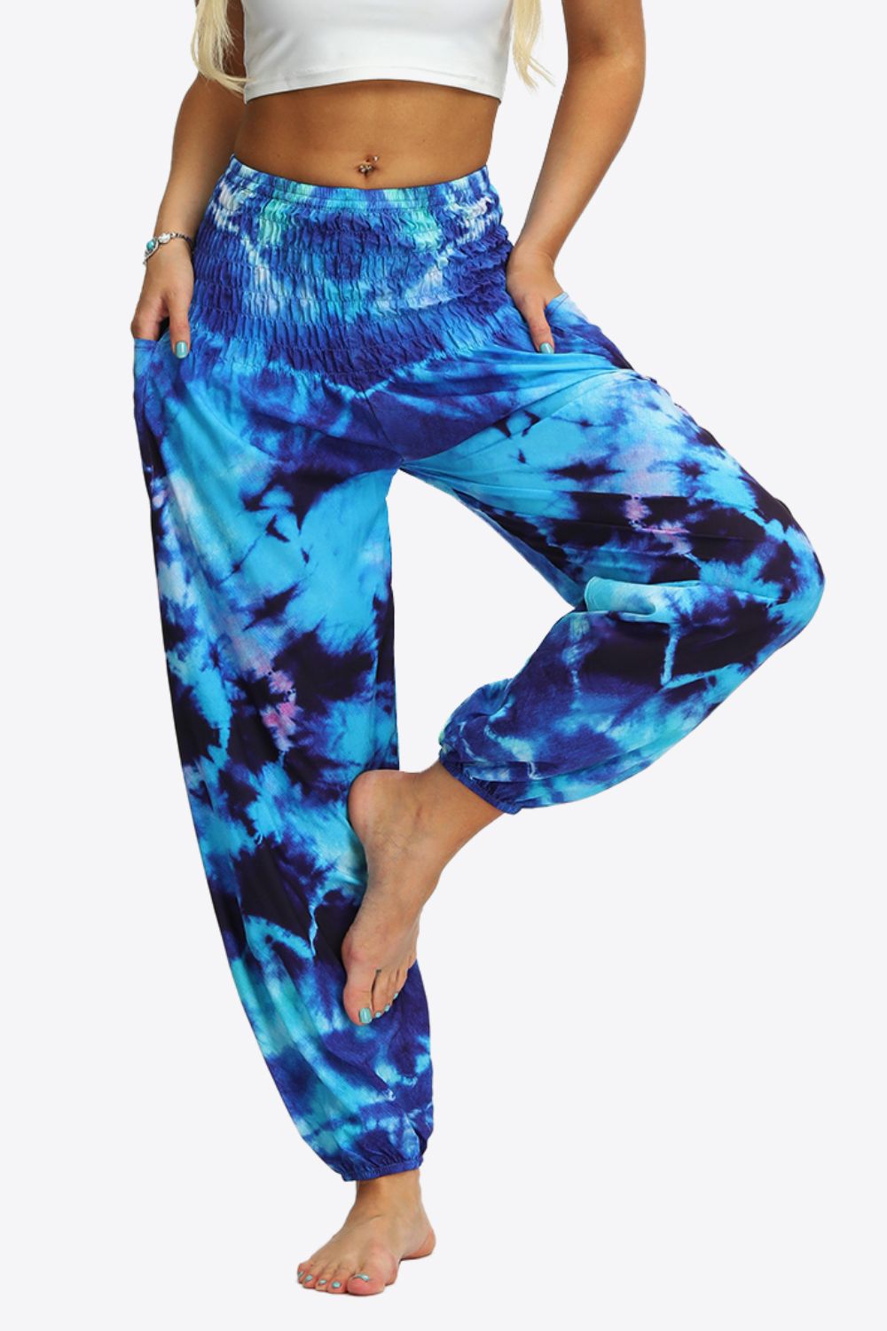 Tie-Dye Smocked Joggers - Grace Beauty H&C