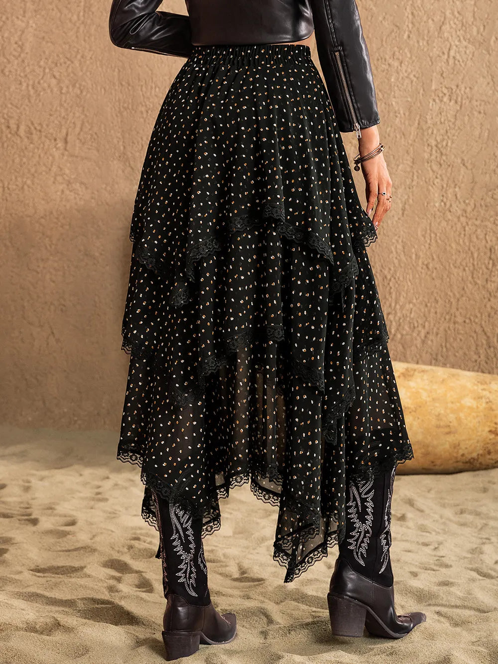 Lace Detail Layered Midi Skirt - Grace Beauty H&C