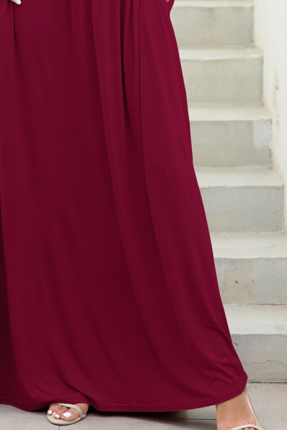 Round Neck Maxi Tee Dress with Pockets - Grace Beauty H&C