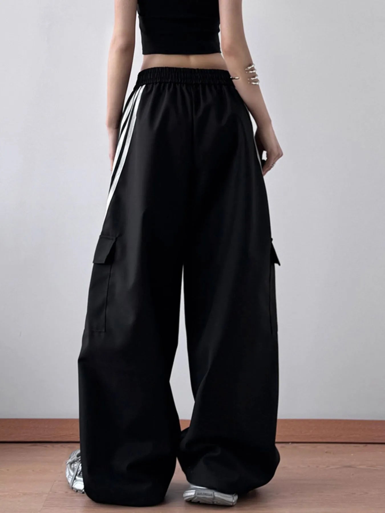 Striped Wide Leg Cargo Pants - Grace Beauty H&C