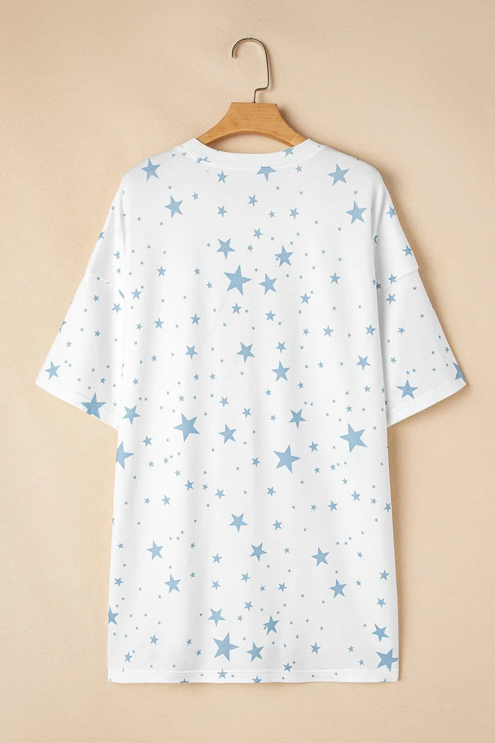 Stars Print Drop Shoulder Oversized T Shirt with Slits - Grace Beauty H&C 