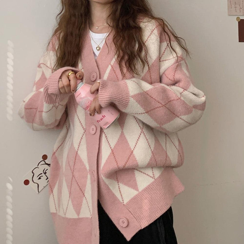 sweet lazy wind cardigan sweater female knitted top tide - Grace Beauty H&C 