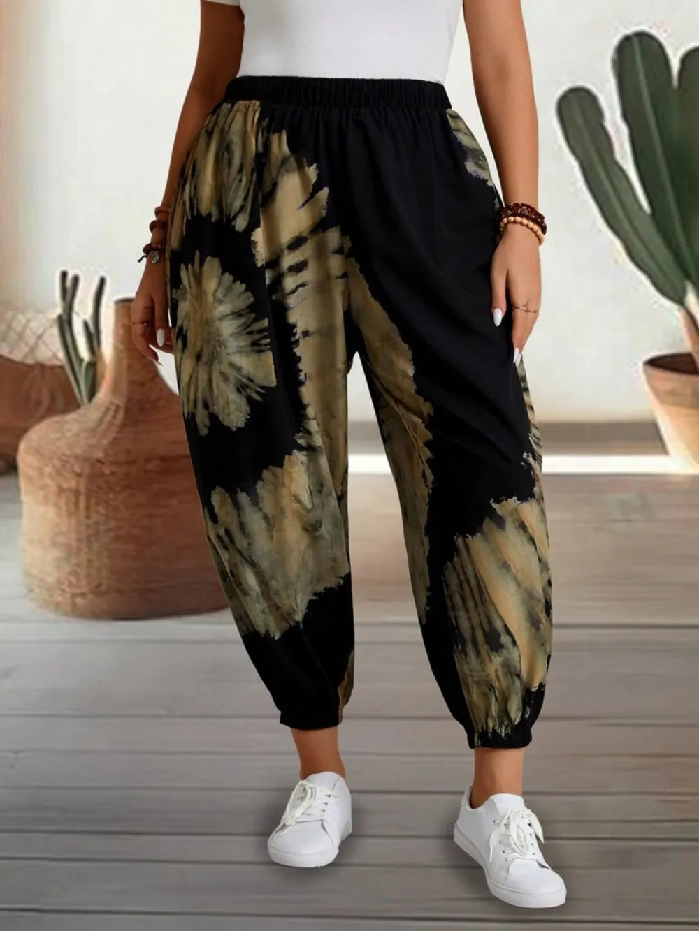 Tie-Dye Elastic Waist Pants - Grace Beauty H&C 