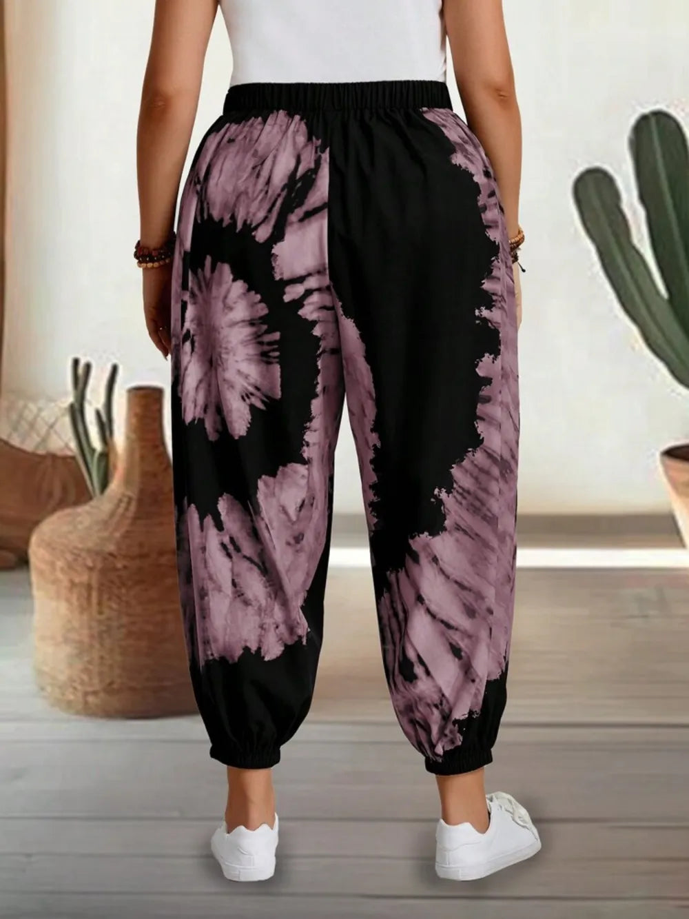 Tie-Dye Elastic Waist Pants - Grace Beauty H&C 