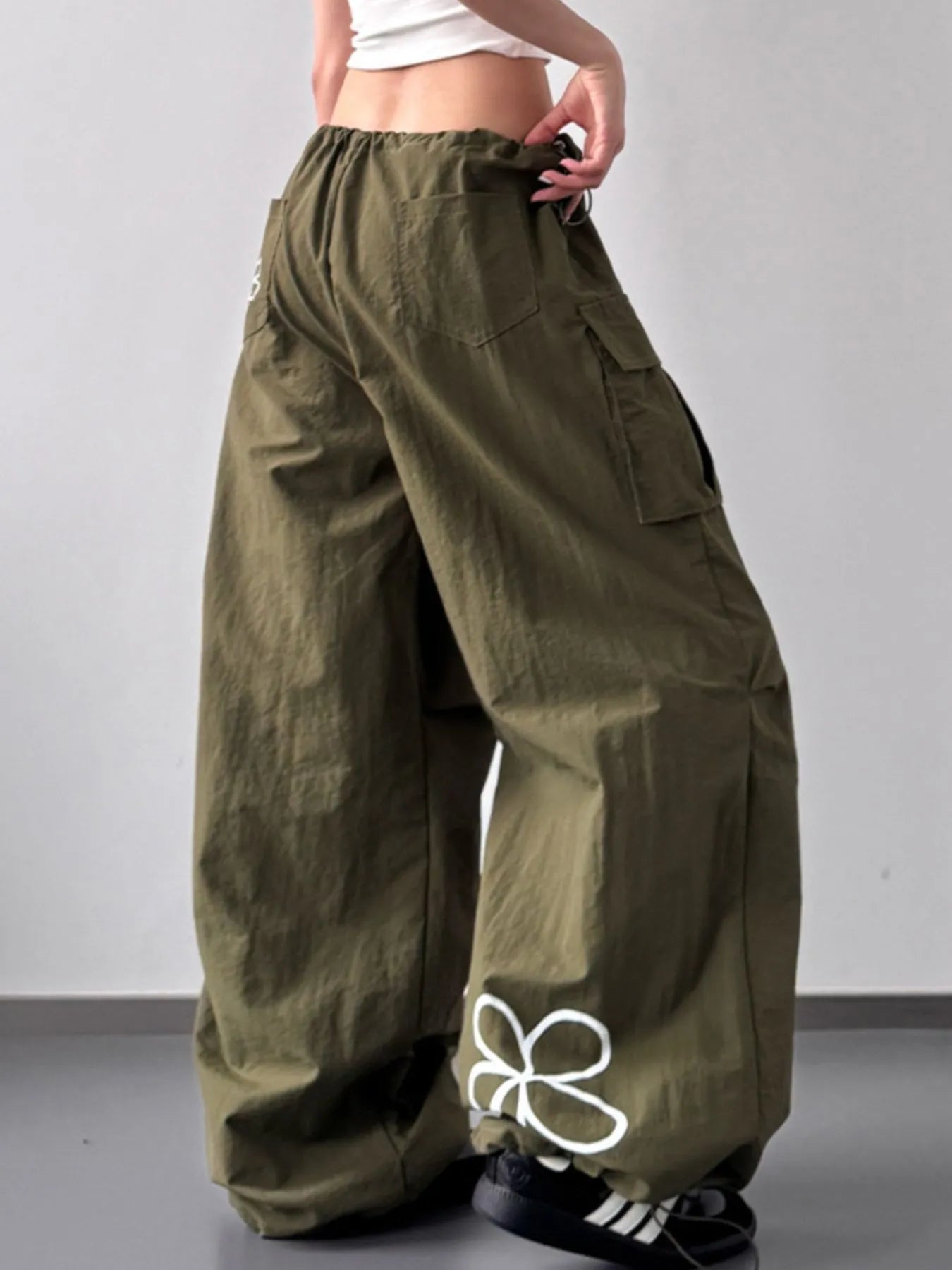 Drawstring Wide Leg Cargo Pants - Grace Beauty H&C 