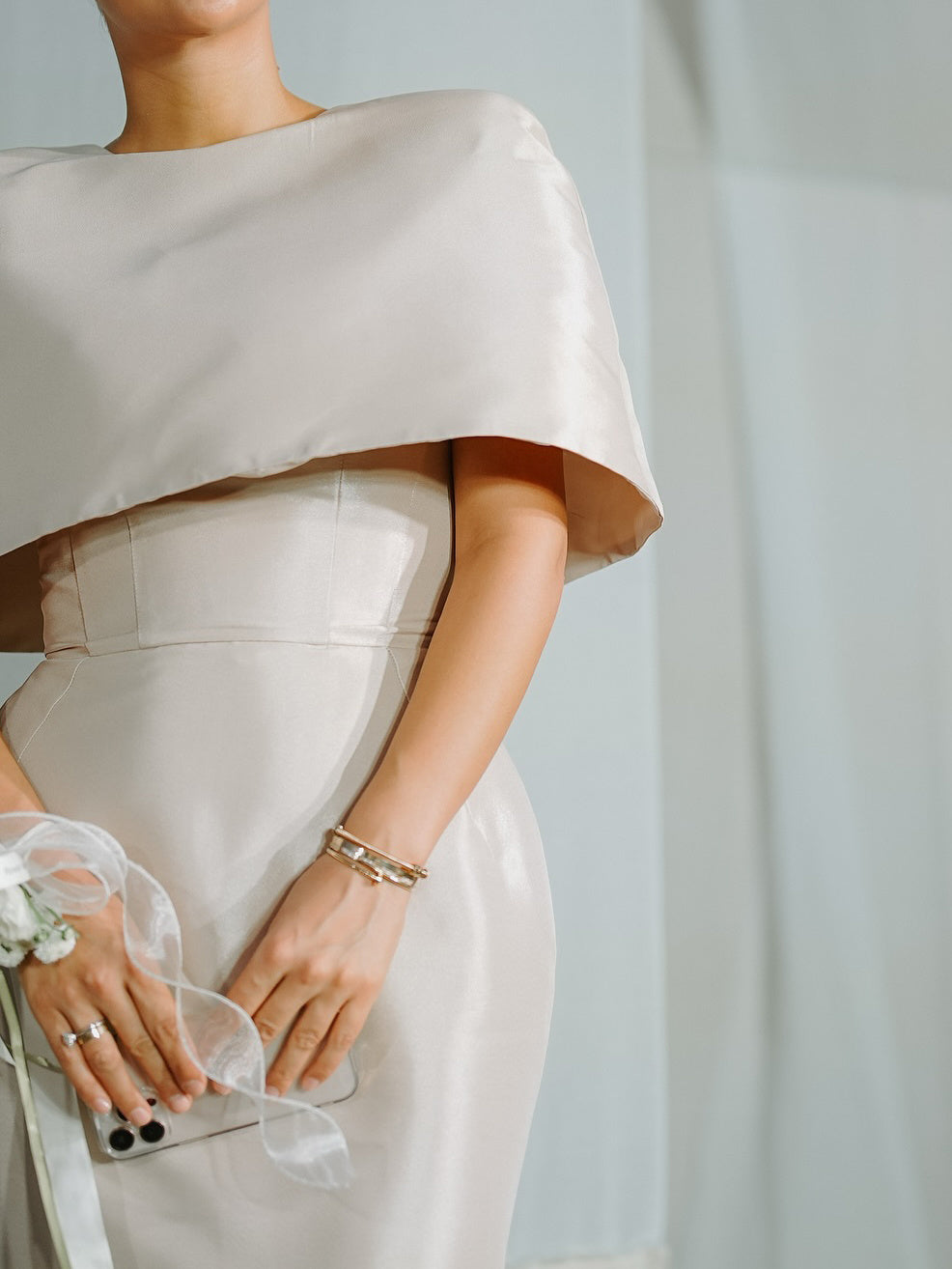 Satin Cape-style Top &Fitted Maxi Dress Set - Grace Beauty H&C 