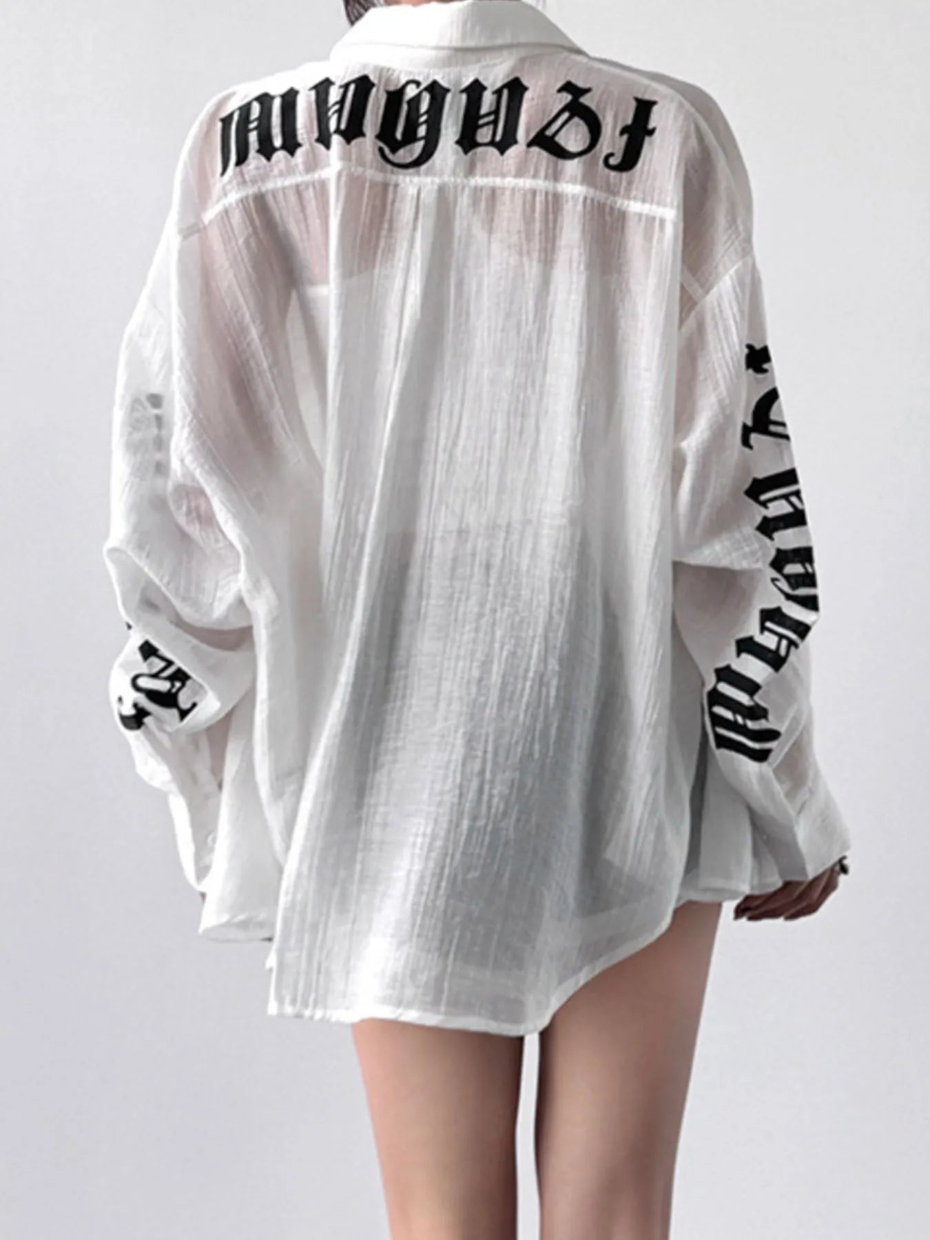Button-Up Long Sleeve Oversized Shirt - Grace Beauty H&C 