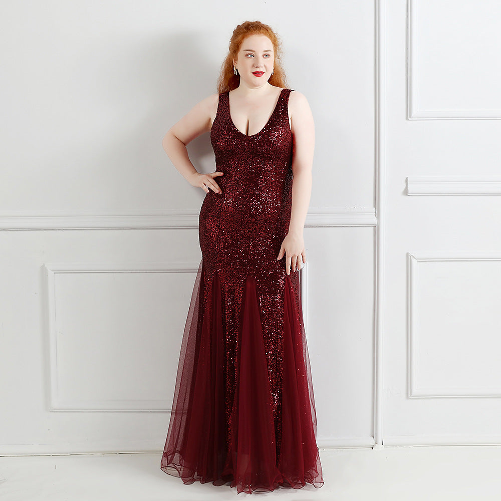 Fat Size Fat Beauty Costume Banquet Evening Dress - Grace Beauty H&C 