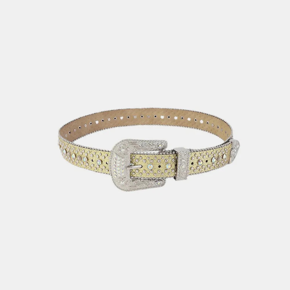 Rhinestone PU Leather Belt - Grace Beauty H&C 