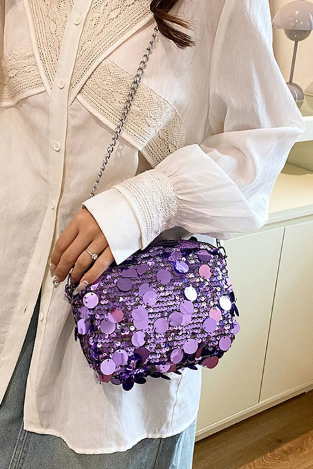 Sequin Chain Shoulder Bag - Grace Beauty H&C 