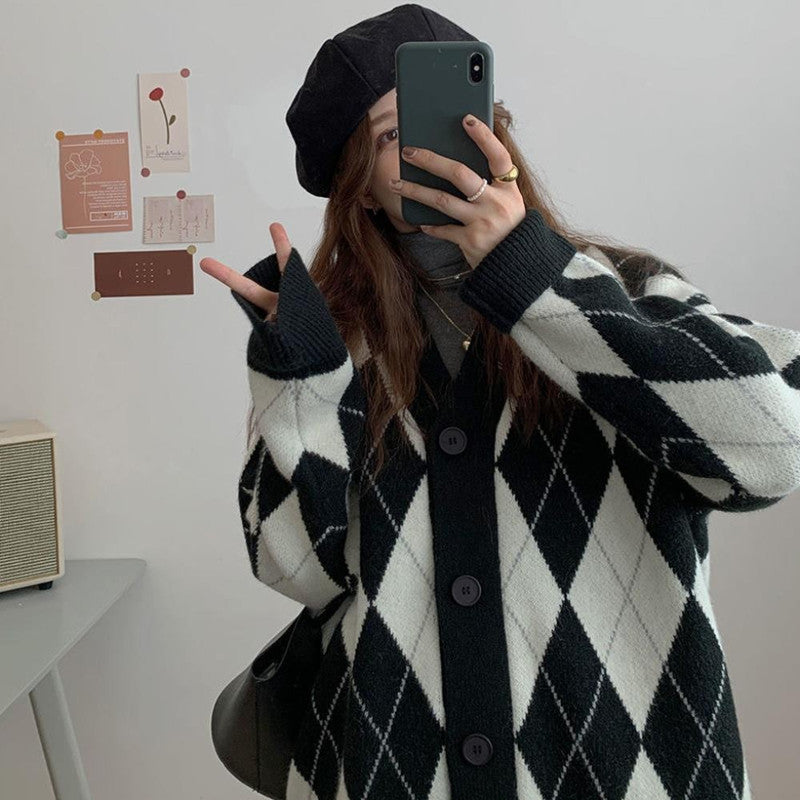 sweet lazy wind cardigan sweater female knitted top tide - Grace Beauty H&C 