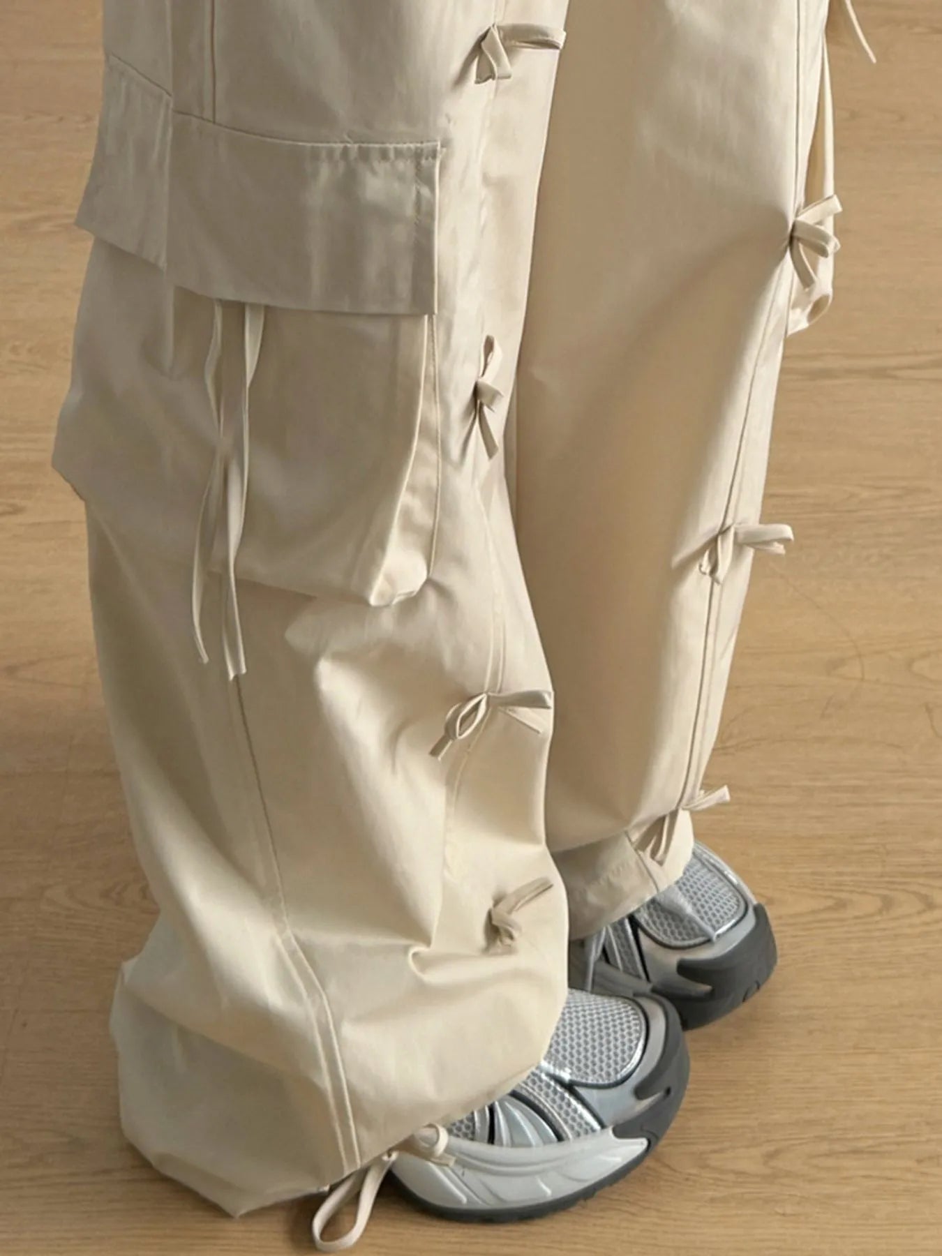Bow Elastic Waist Cargo Pants - Grace Beauty H&C 