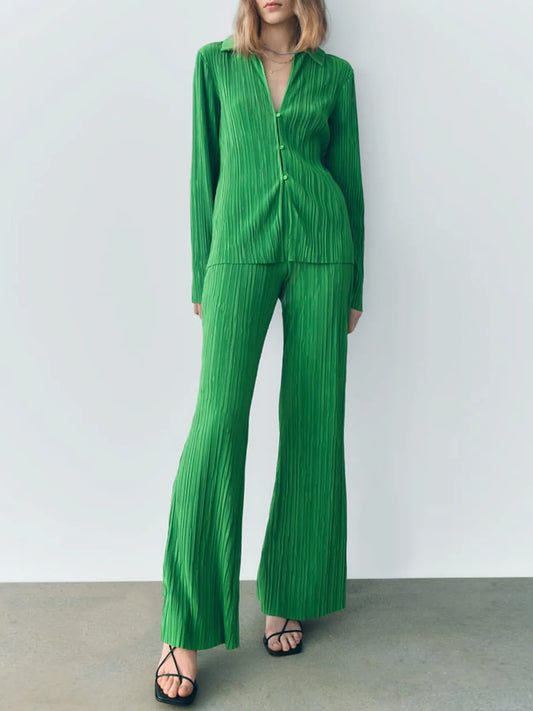Texture Long Sleeve Top and Pants Lounge Set - Grace Beauty H&C 