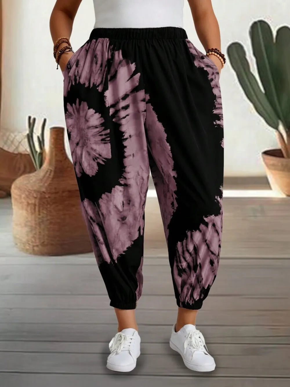 Tie-Dye Elastic Waist Pants - Grace Beauty H&C 
