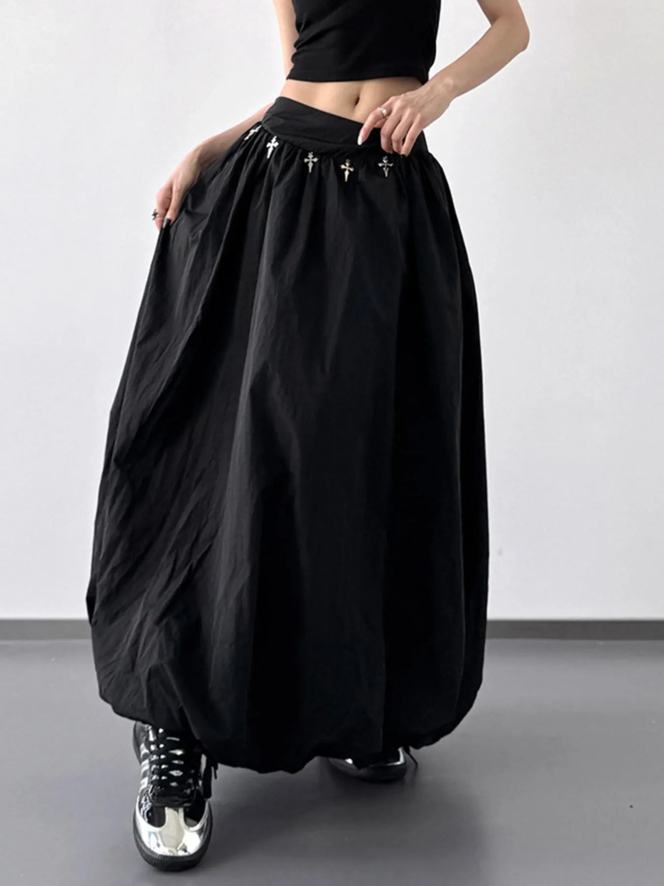 Elastic Waistband Bubble Maxi Skirt - Grace Beauty H&C 