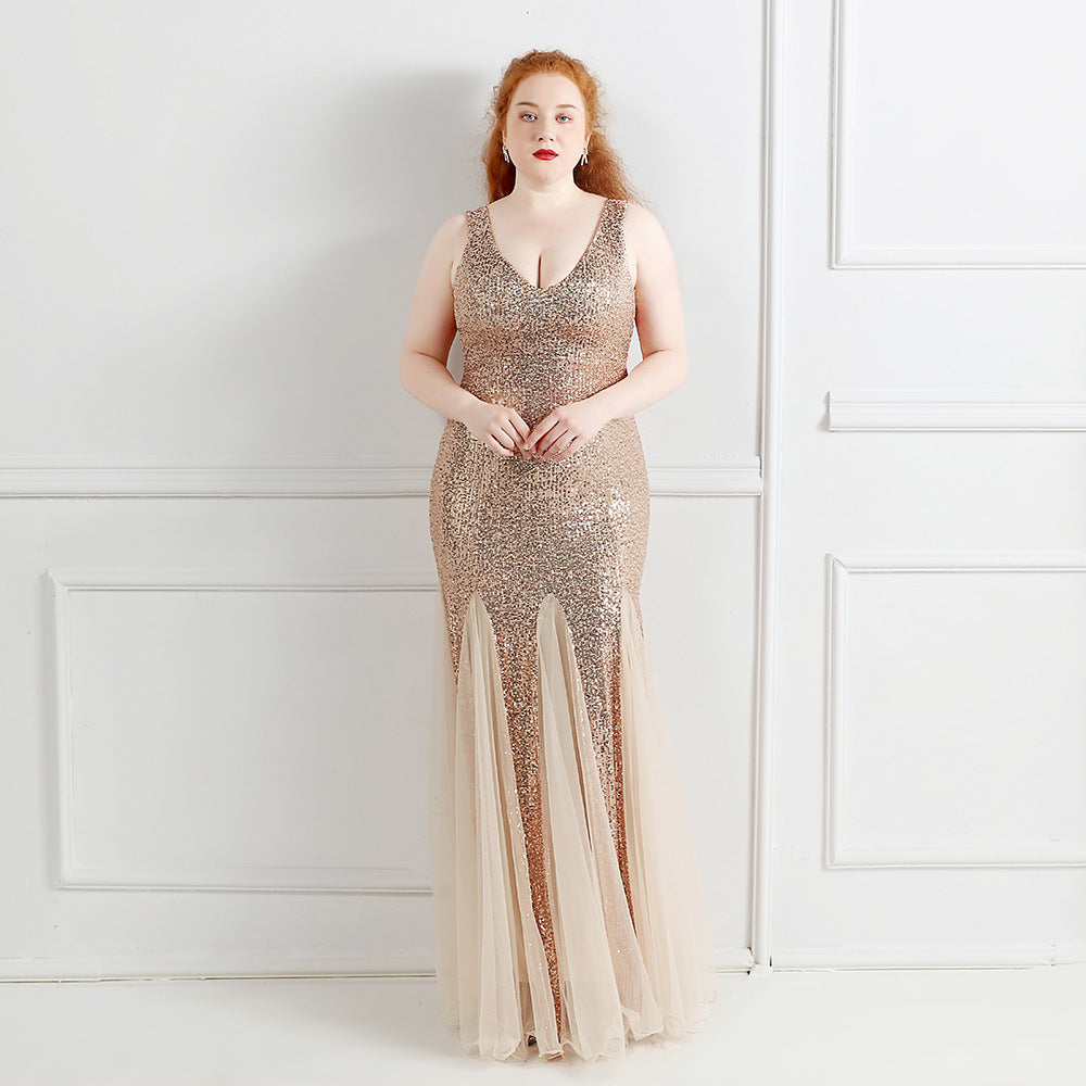 Fat Size Fat Beauty Costume Banquet Evening Dress - Grace Beauty H&C 