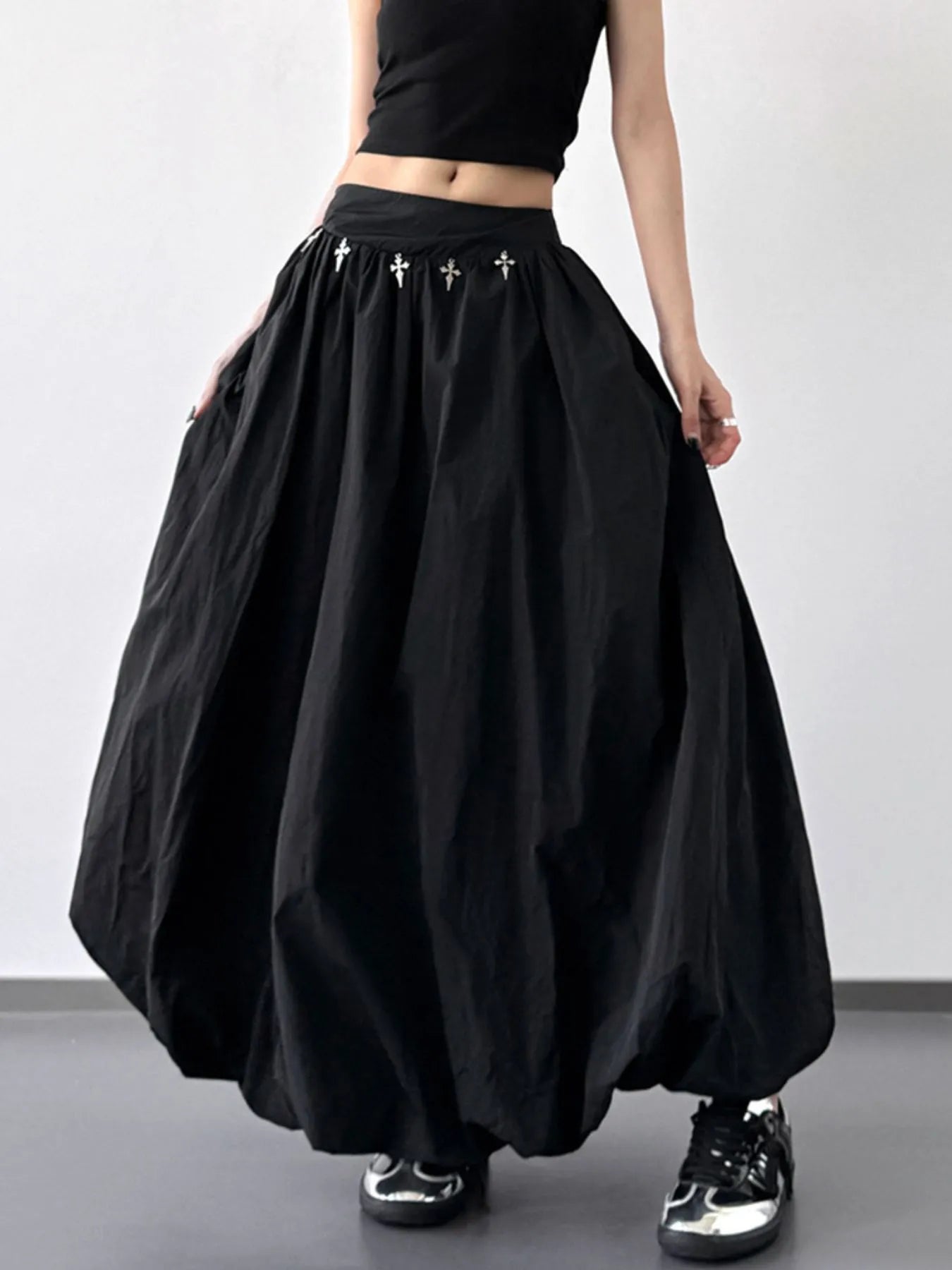 Elastic Waistband Bubble Maxi Skirt - Grace Beauty H&C 