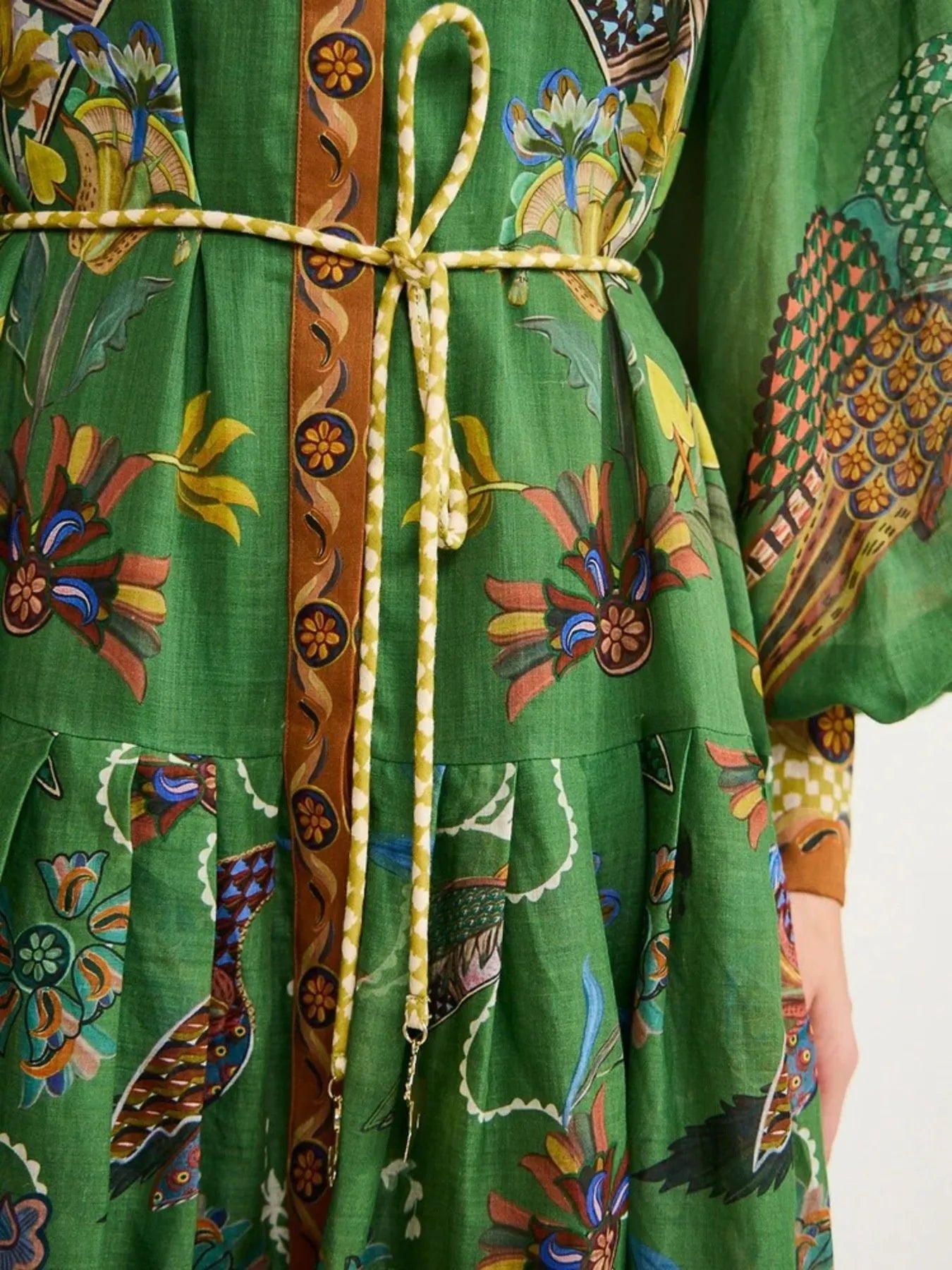 Printed Lantern Sleeve Maxi Shirt Dress - Grace Beauty H&C 