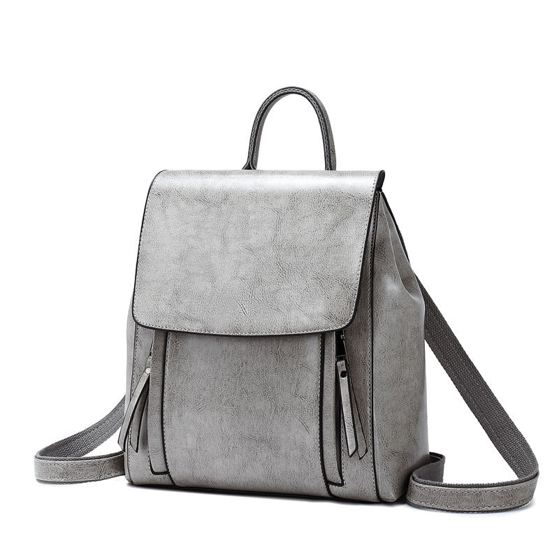 Genuine Leather Handbags Fashion Oil Wax Cowhide Backpack Ladies School Bag - Grace Beauty H&C 