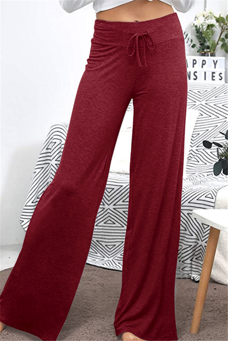 Wide Leg High Waist Elastic Band Casual Pants - Grace Beauty H&C 