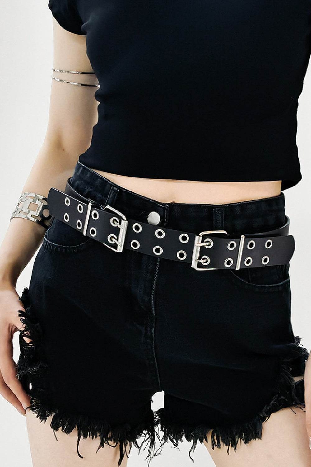 PU Leather Two Row Eyelet Belt - Grace Beauty H&C 