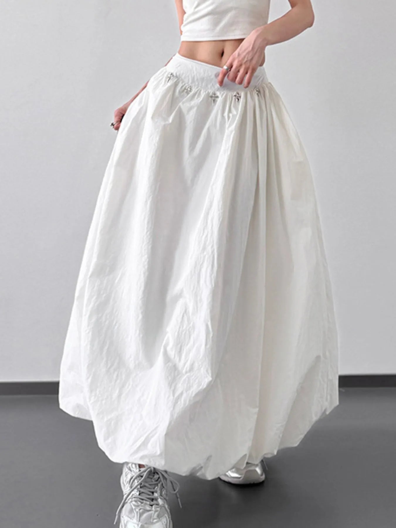 Elastic Waistband Bubble Maxi Skirt - Grace Beauty H&C 