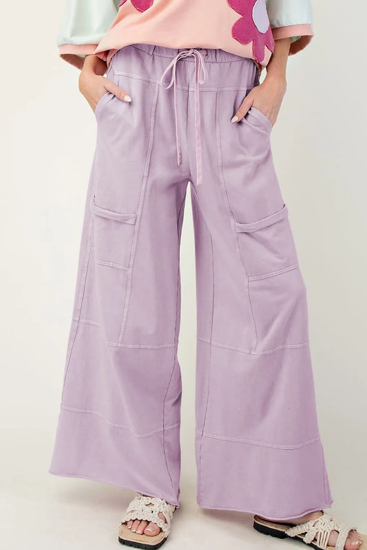 Wide-Leg Cargo Pants with Drawstring Waist - Grace Beauty H&C 