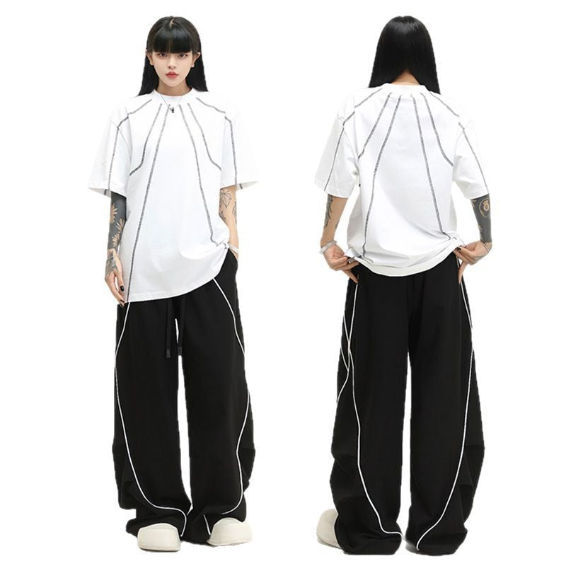 Pleated Hip Hop Sports Wide-leg Pants - Grace Beauty H&C 