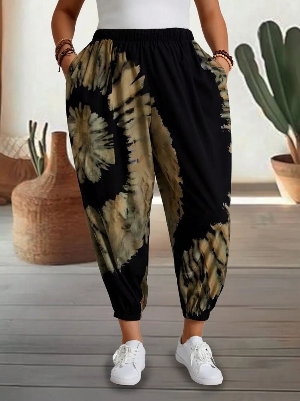 Tie-Dye Elastic Waist Pants - Grace Beauty H&C 