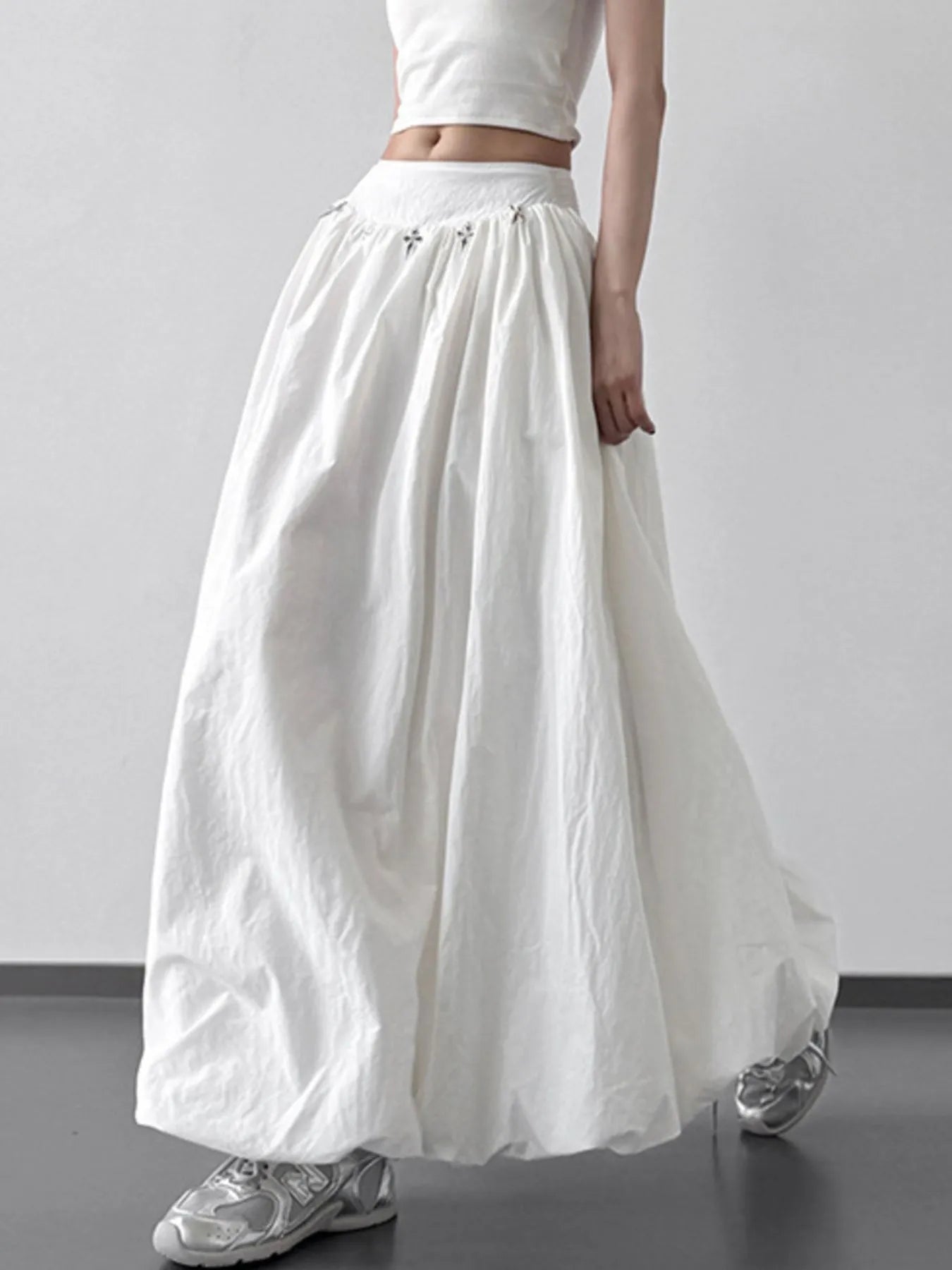 Elastic Waistband Bubble Maxi Skirt - Grace Beauty H&C 