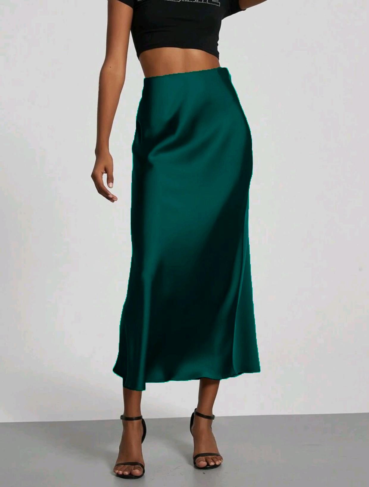 Women's Slim Fit Satin Skirt Fashion Chic Solid Long Skirt - Grace Beauty H&C 