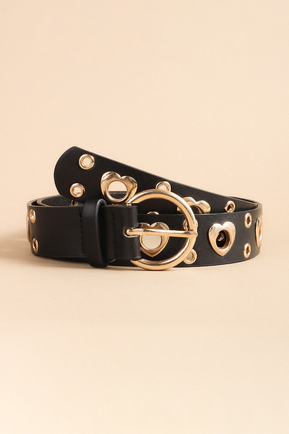 Heart Shape Alloy Detail PU Leather Belt - Grace Beauty H&C 