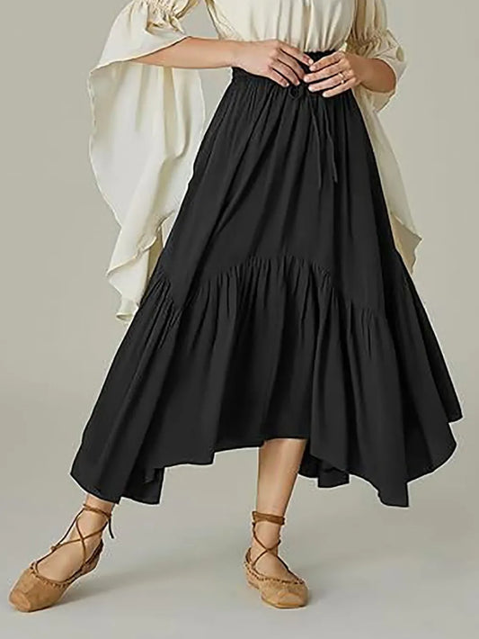 Smocked Waist Band Ruched Layered Skirt - Grace Beauty H&C 